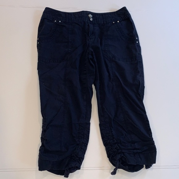 INC International Concepts Pants - INC International Concepts Navy Blue Cotton Cropped Capri Pants Women’s Size 4P